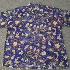 Vintage 90s Key West Hand Print Fashions Shirt Mens XXL Fish Crab Tropical